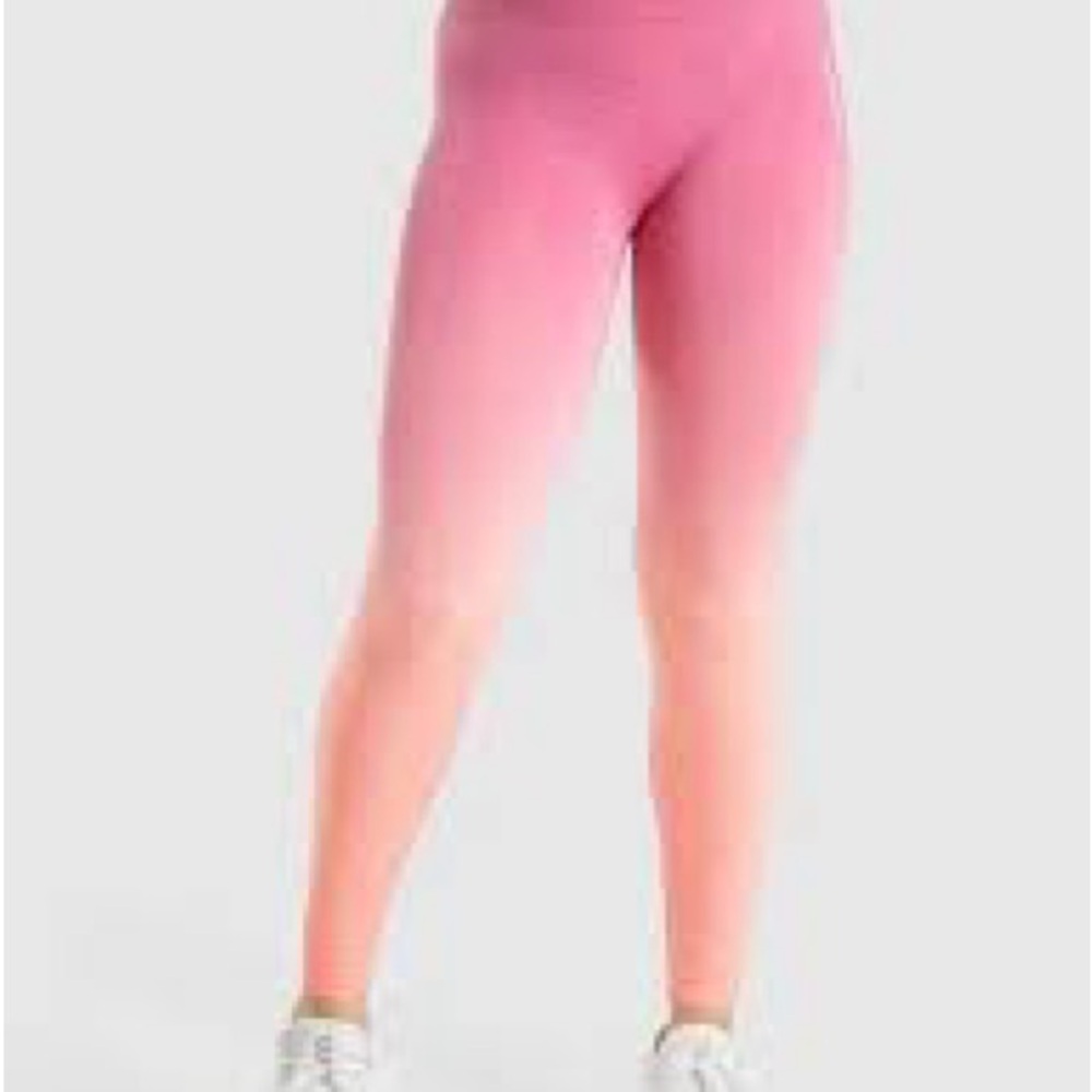 Gymshark Women's Pink And Peach Ombre Seamless Leggings Xs